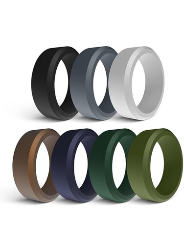 THE WHITE SHOP Silicone Wedding Rings for Men - Rubber Engagement Bands Sports Silicone Ring Finger Ring Athletic Rings 10 Inch