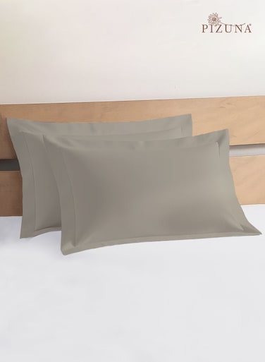 Pure 100% Cotton King Size Pillow Case 50x90 cm Simply Taupe, 400 Thread Count Soft Luxurious Long Staple Cotton Sateen Weave Pillow Cover With 5 cm Hem (Cooling Pillowcase - 2 PC)