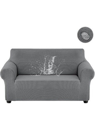 Super Stretch Sofa Slipcover, Spandex Non Slip Soft Couch Sofa Cover, Couch Covers for 2 Cushion Couch Sofa (37"-70"), Washable Furniture Protector with Non Skid Foam and Elastic Bottom (Gray)