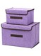 Aokraty 2 Pack Fabric Stroage Box with Lids, Folding Fabric Storage Boxes, Foldable Storage Bin Collapsible Clothes Organizer for Nursery, Playroom, Home, Office, Closet (Purple)
