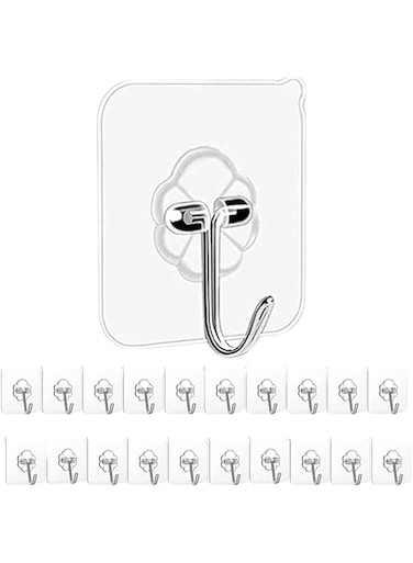 VALTARA Adhesive Wall Hooks for Hanging, 30-Pack Heavy Duty Strong Hooks Holds Up to 8kg, Self Sticky Waterproof, Reusable Hooks for Bathroom, Kitchen, Home Improvement Utility Hooks (Moveable Hook)