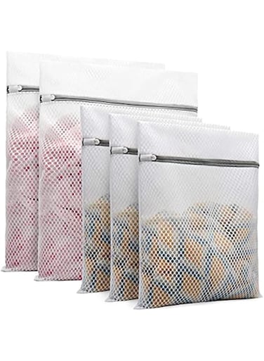 Khazna Durable Honeycomb Mesh Laundry Bags for Delicates (2 Large 16 x 20 Inches, 3 Medium 12 x 16 Inches) 5Pcs