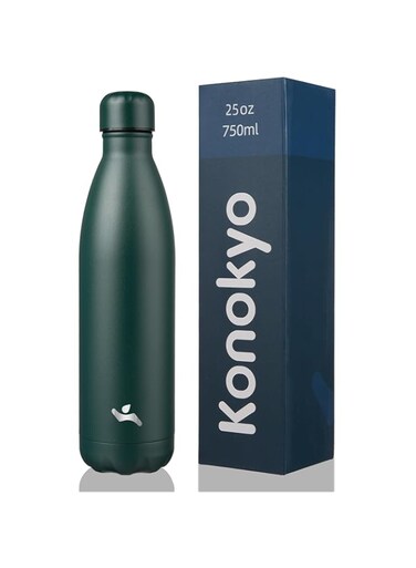 Konokyo Insulated Water Bottles,25oz Double Wall Stainless Steel Vacumm Metal Flask for Sports Travel,Army Green