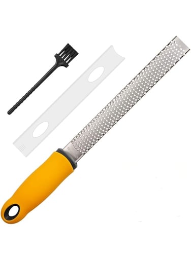 NSpring Lemon Zester, Cheese Grater, Parmesan Cheese, Ginger, Garlic, Chocolate, With Razor-Sharp Stainless Steel Blade, Protective Cover and Cleaning brush, Dishwasher Safe, (narrowzester)