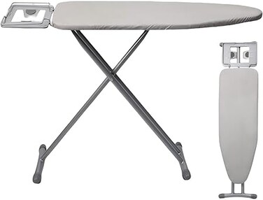 Ironing Board 110x33cm, Folding Ironing Stand with Jumbo Iron Rest, Heavy Sturdy Metal Frame Legs Iron Stand, Ironing Board Adjustable Height for Home Laundry Room or Dorm Use, Grey