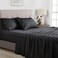 4 Pieces Soft Breathable King Sheet Set - Includes 1 Fitted Sheet (200cm x 200cm) with 40cm Deep Pocket, 1 Flat Sheet (274cm x 260cm) and 2 Pillowcases (50cm x 100cm), Fade and Stain Resistant, Black