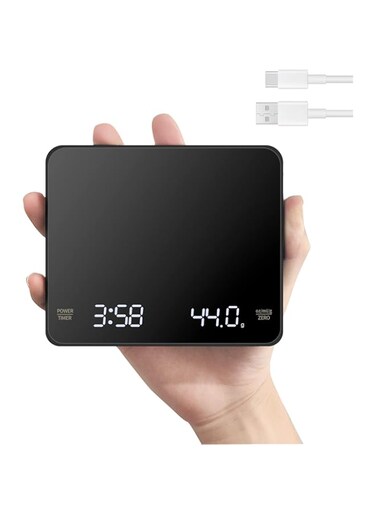 HBSTUDIO Coffee Scale with Timer, Rechargeable Espresso Coffee Scale, 3kg/0.1g High Precision Digital Coffee Scale, Kitchen Food Scale with Invisible Screen(Black)