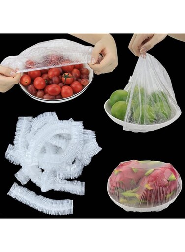 Nanaborn Fresh Keeping Bags 200pcs with Elastic Disposable Shrinkable Food Storage Covers for Kitchen Bowl/Plates