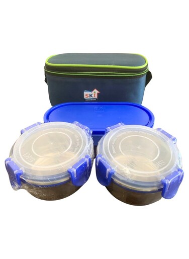 Zip Soft Double Decker 2 Tiffin Office Lunch Box 3 Containers Lunch Box (200 ml, Thermoware)