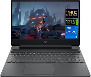 HP Victus Gaming Laptop 15.6&quot; FHD 144Hz IPS Display, Intel Core i7-13700H, 16 GB RAM, 512GB SSD, NVIDIA GeForce RTX 4050 6GB GDDR6 Graphics, Backlit ENG Keyboard, FreeDOS (No Windows) Mica Silver