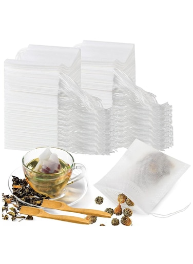 300Pcs Tea Filter Bag, Infuser Empty Muslin Drawstring Seal Filter Tea Bags, Drawstring Herbal Bulk Tea Bags,Disposable Empty Tea Bag