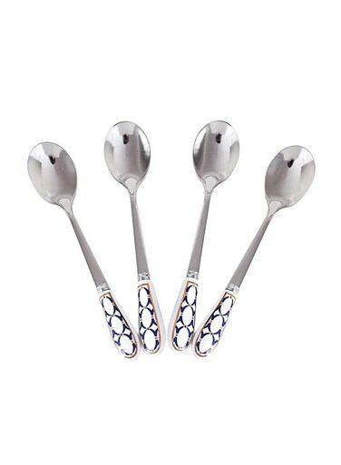 4-Piece Coffee And Tea Spoon With Handle Silver 13.2x2.3x1cm
