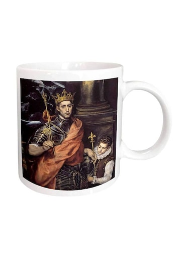 King Of France Printed Mug White/Brown/Gold
