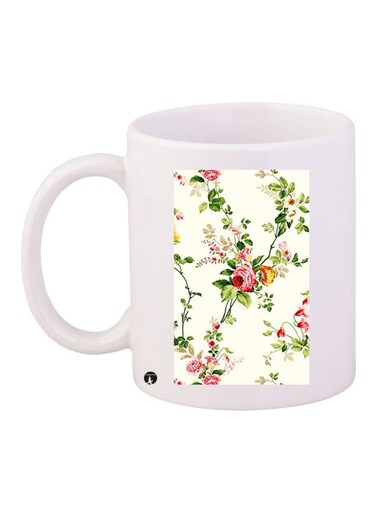 Flower Printed Coffee Mug White/Green/Pink