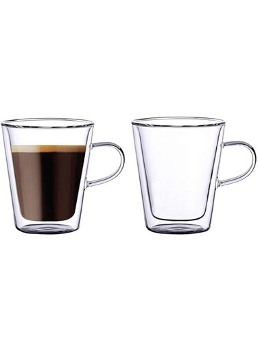 BLACKSTONE DOUBLE WALL GLASS TUMBLER CUPS DH607 250ML 2 PCS