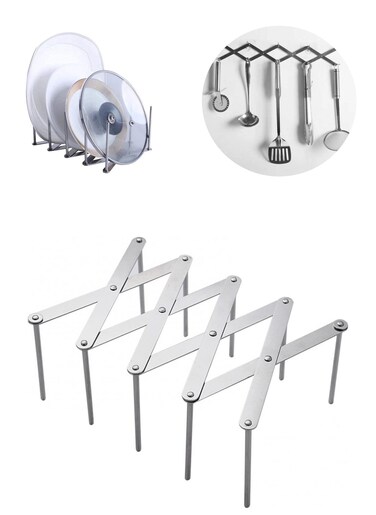 Dish Rack Over Sink, Stainless Steel Plate Dish Rack Drying Rack Holder Shelf Retractable Folding Multi-purpose Tool Organizer Kitchen Accessories