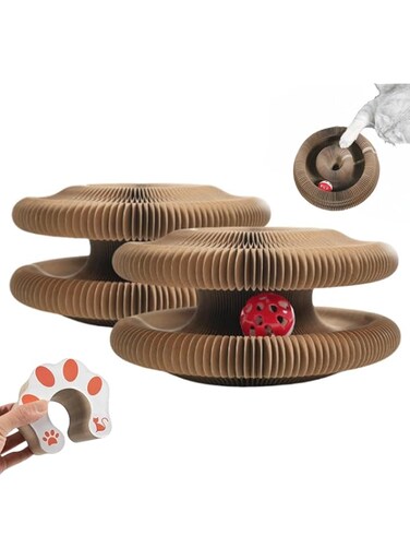 BEWITU Kitty Kurlz,Kitty Kurlz Cat Toy, Foldable Cat Scratching Ball,Accordion Cardboard Magic Organ cat Toy for Cats and Small Dogs(2packs)
