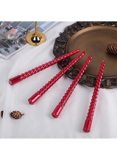 Berkebun Rde Taper Candles 10 inch-Set of 4 Tapered Candles,Long Candle,Tall Candlesticks, Home Dinner, Party, Wedding, Halloween, Churches,Christmas(10 inch, Red)