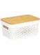 3.5 L Infinity Perforated Storage Container with Bamboo Lid, Stackable Plastic Organizer Box with Airflow Design for Clothes, Towels, Linen &amp; Home Storage