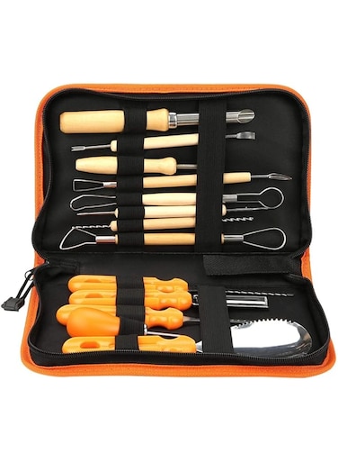MAKINGTEC Pumpkin Carving Tools, 13PCS Sharp Manual Sculpt Halloween Pumpkin Lantern Carving Kit with Storage Bag, Professional Pumpkin Cutting Supplies Tools Kit for Sculpture Experts Beginners