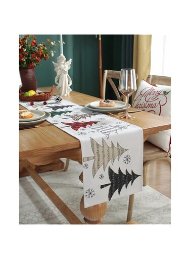 BUBOLIVE Christmas Table Runner 72 Inches Long Christmas Trees Merry Xmas Table Runner for Christmas Decoration Seasonal Winter Holiday Family Dinner Christmas Table Decoration 13 x 72 Inch