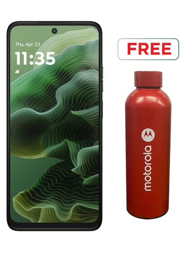 موتورولا G35 بشريحتي اتصال، ذاكرة رام 8 جيجابايت، سعة 128 جيجابايت، الجيل الخامس، لون أخضر ليف - إصدار الشرق الأوسط (مع زجاجة موتورولا)