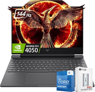 HP شاشة 15.6 انش FHD 144Hz RTX 4050 6GB، انتل كور i5-13420H جيل 13 (افضل من انتل i7-1260P)، كيبورد باضاءة خلفية، واي فاي 6، بلوتوث 5.3، 512GB PSD، ويندوز 11 هوم (32GB، 1TB SSD-مطور) خارجي مجاني.512GB