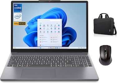 لينوفو لابتوب ايديا باد سليم 3 15IRH10، انتل كور i7-13620H، شاشة 15.3 انش WUXGA IPS، ذاكرة RAM 16GB، SSD 512GB، بطاقة رسومات انتل UHD، ويندوز 11 برو، رمادي لونا، مع شنطة وماوس لاسلكي (UPGRADE)