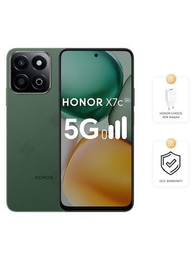 Honor X7c, Dual SIM, 4GB RAM, 256GB, 5G, Forest Green - Middle East Version (With Free 35W Fast Charger)