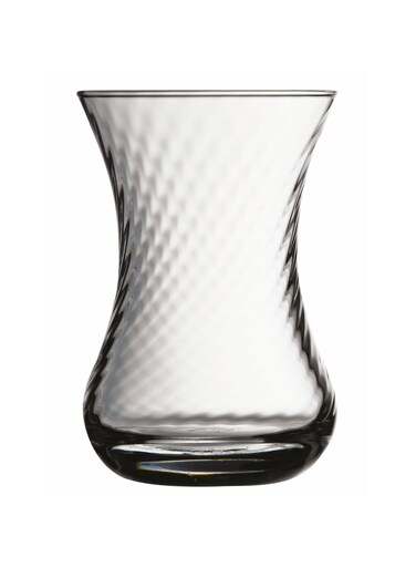 6 Pieces Ince Belli Tea Cup Set Optical Design, 125 Ml Clear