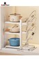 Multifunctional 3-Tier Adjustable Pot and Pan Organizer Rack, Floor Standing Pot Rack for Cabinet, Pot Lid Holders with Drain Tray, White