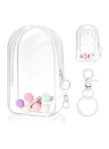 Case for 17CM Doll Transparent PVC Display Box Easy Installation Includes Bag Keychain Pom Pom Ideal for Boys Girls Plush Toy Storage