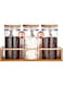GURUDAR Airtight Storage Glass Jars with Bamboo Clamp Lids, Sealed Glass Coffee Bean Canisters with Display Rack &amp; Spoons, Clear Glass Container for Tea, Sugar, Candy, Oats, 40 FLoz,Pack of 3