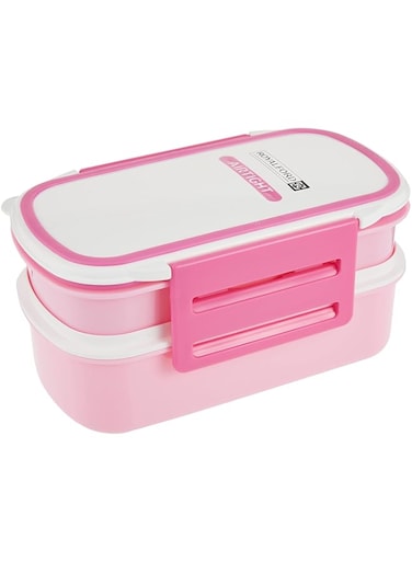Royalford Double Layer Air Tight Lunch Box &ndash; 2 Compartment Leak-Proof &amp; Airtight Lid Rectangular Food Container &ndash; Durable, Non-Toxic &ndash; Freezer &amp; Dishwasher Safe
