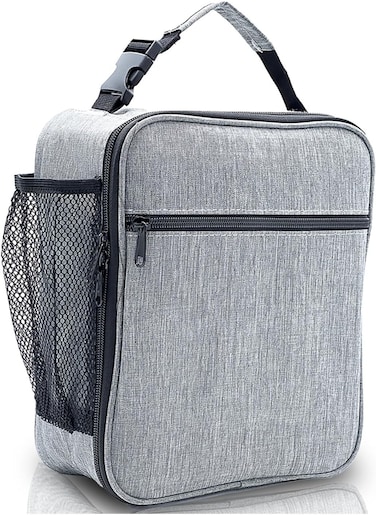 Hssentials Lunch Bag Insulated Cooler Bag Compact 6L Lunch Bag for Men Women Office Kids School Adults Work Picnic Travel College Premium Lunch Bag, Grey