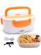 Electric Lunch Box 2 in 1, Portable Food Warmer Heating,Food-Grade Container, 12V 110V 40W Adapter, Car Truck Home Work Use, Spoon and 2 Compartments Included (orange)