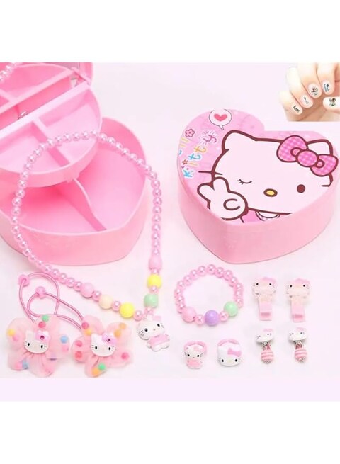 AMERTEER Hello Kitty Jewelry Set &ndash; Cute Hello Kitty Accessories Kit for Girls, Premium Sanrio Jewelry Gifts, Ideal Hello Kitty Toys &amp; Birthday Presents, Charm Bracelet, Necklace &amp; Earrings Set