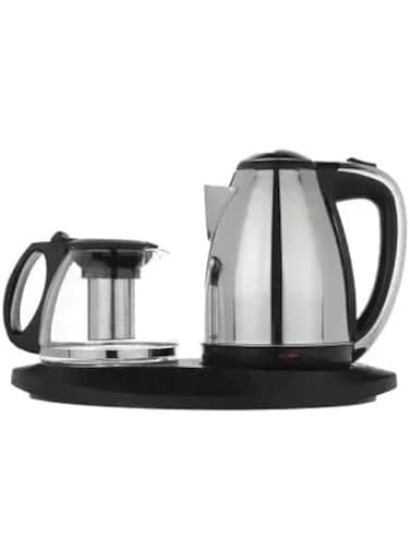 Generic Super Casio-SilverCrest Stainless Steel Electric Kettle and Tea Pot Set, 1800 Watts, 2L Capacity, Black, SLC-DC55261