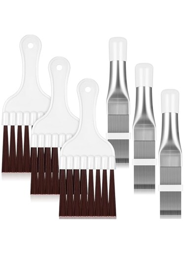 Boao Air Conditioner Condenser Fin Comb, Fin Cleaning Brush Air Conditioner Fin Cleaner Refrigerator Coil Cleaning Whisk Brush Metal Fin Evaporator Radiator Repair Tool (6 Pieces)