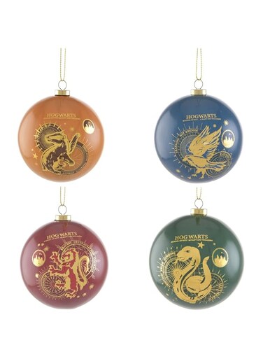 Widdop and Co Harry Potter 70mm Baubles Christmas Tree Decorations - Set of 4, Gold