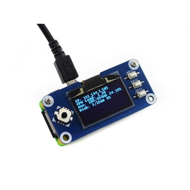 Waveshare 1.3 inch 128&times;64 Pixels SPI/I2C Interface OLED Display HAT for Raspberry Pi