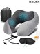 Travel Pillow 100% Memory Foam Pillow, Neck Pillow for Airplane, Neck &amp; Head Support Pillow for Sleeping Rest &amp; Car, Travel Pillows Kit with Storage Bag, Sleep Mask and Earplugs &iuml;&frac14;&circ;Grey&iuml;&frac14;&permil;