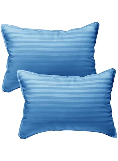 kinder Fluff Toddler Pillow (2pk) - The only Pillow 300T Soft Cotton &amp; Down Alternative Fill - Hypoallergenic &amp; Machine Washable. Ideal XS Pillows for Toddler Bed &amp; Travel Pillow (25x38cm - Blue)