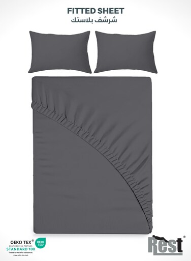 3-Piece Silver Plush 160x200+30cm Fitted Bedsheet Set Includes 1 Deep Pocket Fitted Bedsheet and 2 Pillow Covers, Breathable and Machine Washable