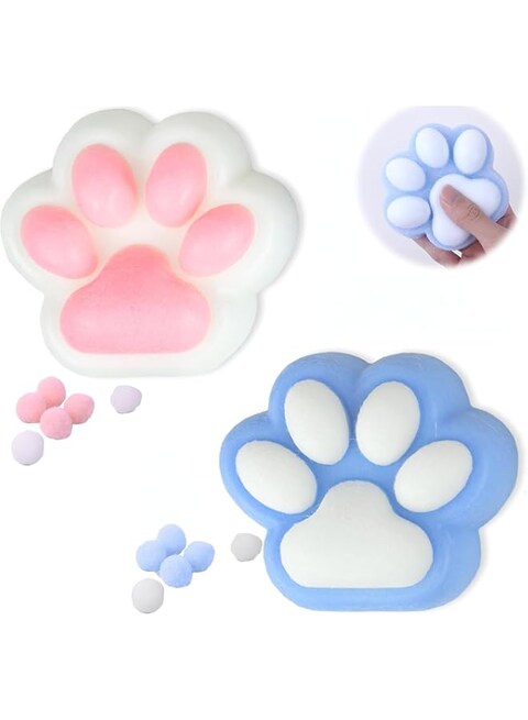 Schattig Kattenpoot Knijpspeeltje – Zacht TPR, Met Glitter En Vlinder, Ideaal Voor Stressverlichting, Voor Thuis, School Of Kantoor (paars)