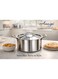 Homecraft Premium Large Tri-Ply Stainless Steel Casserole Dish with Lid 22cm &acirc;&euro;&ldquo; Heavy-Duty Silver Cooking &amp; Serving Pot with Side Handles for Curries, Rice &amp; Family Meals