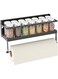 Sleclean Magnetic Spice Rack Organizer for Refrigerator, 1 Pack, Paper Towel Holder Magnetic with Hooks, Multi Use Kitchen Magnetic Shelf, 12.8"x4.3"x6.3", Black