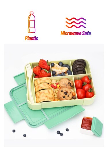 Bento Box, Leak-Proof Lunch Box 45OZ, Lunch Containers for Adult Food Storage Container with Leak-proof Silicone Ring Suitable for Microwave Dishwasher (Green)