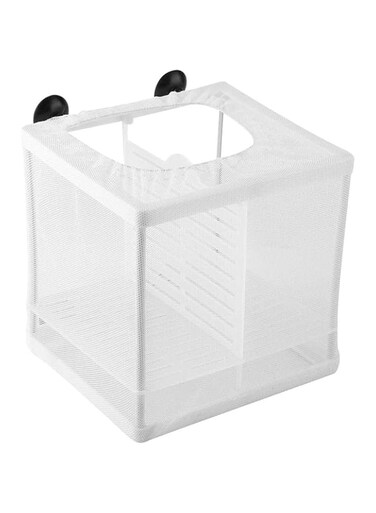 Oasisgalore Aquarium Fish Breeder Box, Hatching Box, Juvenile Fish Spawning Incubator, Water Isolation Net Hatcher, Nylon Mesh Fish Fry Hatchery Breeder Box Separation Net（White 3 Rooms S）