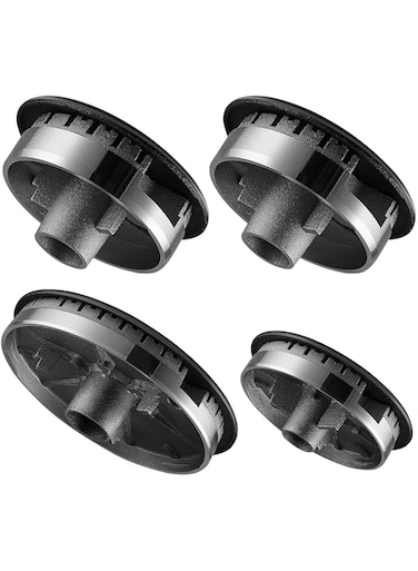 Amylove 4 Cooker Hat Set Oven Gas Hob Burner Crown Gas Stove Burner Caps Flame Cap Cover for Kitchen Fit to Most Stove Handles Lid Kit Quality Metal Stove Knob, 3 Sizes Black/Gray